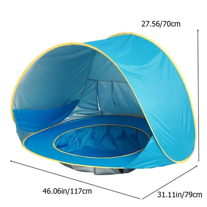 2 IN 1 UPF 50+ Baby beach tent  Waterproof Sun Shelter UV-protecting Sunshelter with Pool Kid Outdoor Sunshade Beach sunshelter