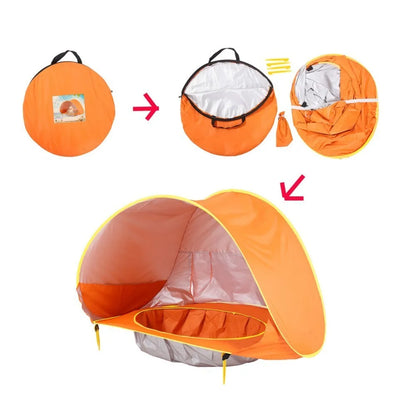2 IN 1 UPF 50+ Baby beach tent  Waterproof Sun Shelter UV-protecting Sunshelter with Pool Kid Outdoor Sunshade Beach sunshelter