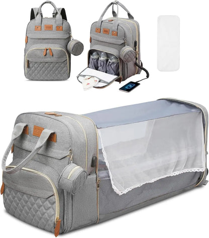 3-in-1 Water Proof Baby Travel Diaper Backpack with USB