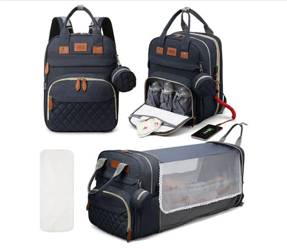 3-in-1 Water Proof Baby Travel Diaper Backpack with USB