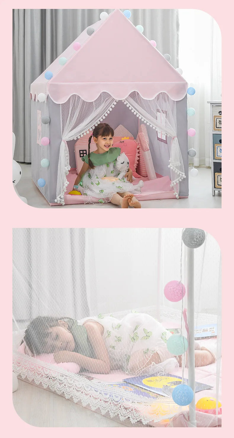 1.35M Large Children Toy Tent  Wigwam Folding Kids Tent Tipi Baby Play House Girls Pink Princess Castle Child Room Decor Gifts