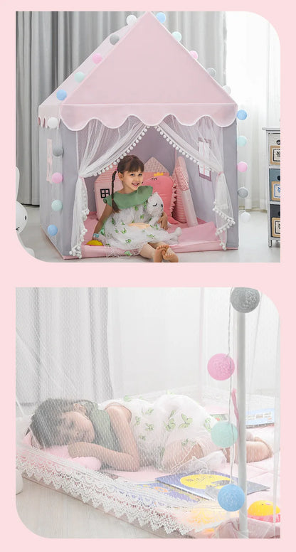 1.35M Large Children Toy Tent  Wigwam Folding Kids Tent Tipi Baby Play House Girls Pink Princess Castle Child Room Decor Gifts