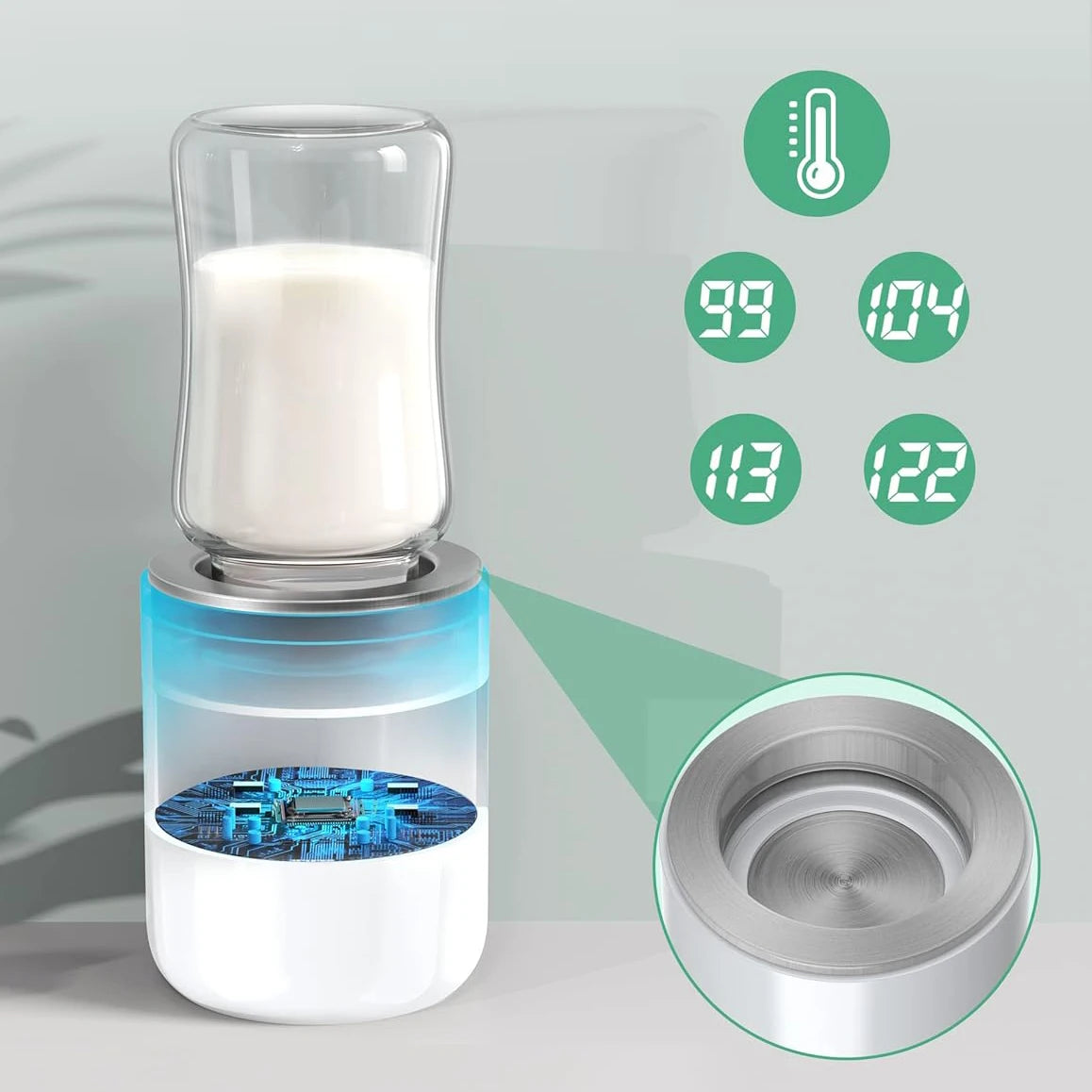 Portable Baby Bottle Warmer, Fast Heating Travel Milk Warmer, 8800mAh Breastmilk  Warmer On The Go with 3 Adapters