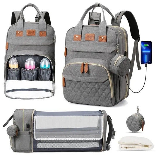 3-in-1 Water Proof Baby Travel Diaper Backpack with USB