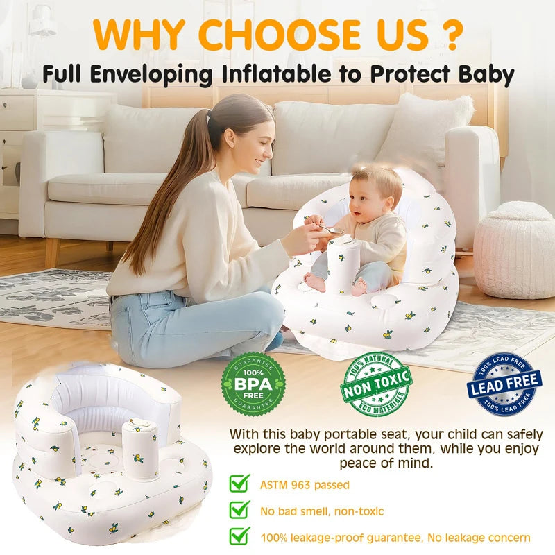 Inflatable Baby Seat for Babies 3-36 Months for Learning to Sit,Feeding,Camping