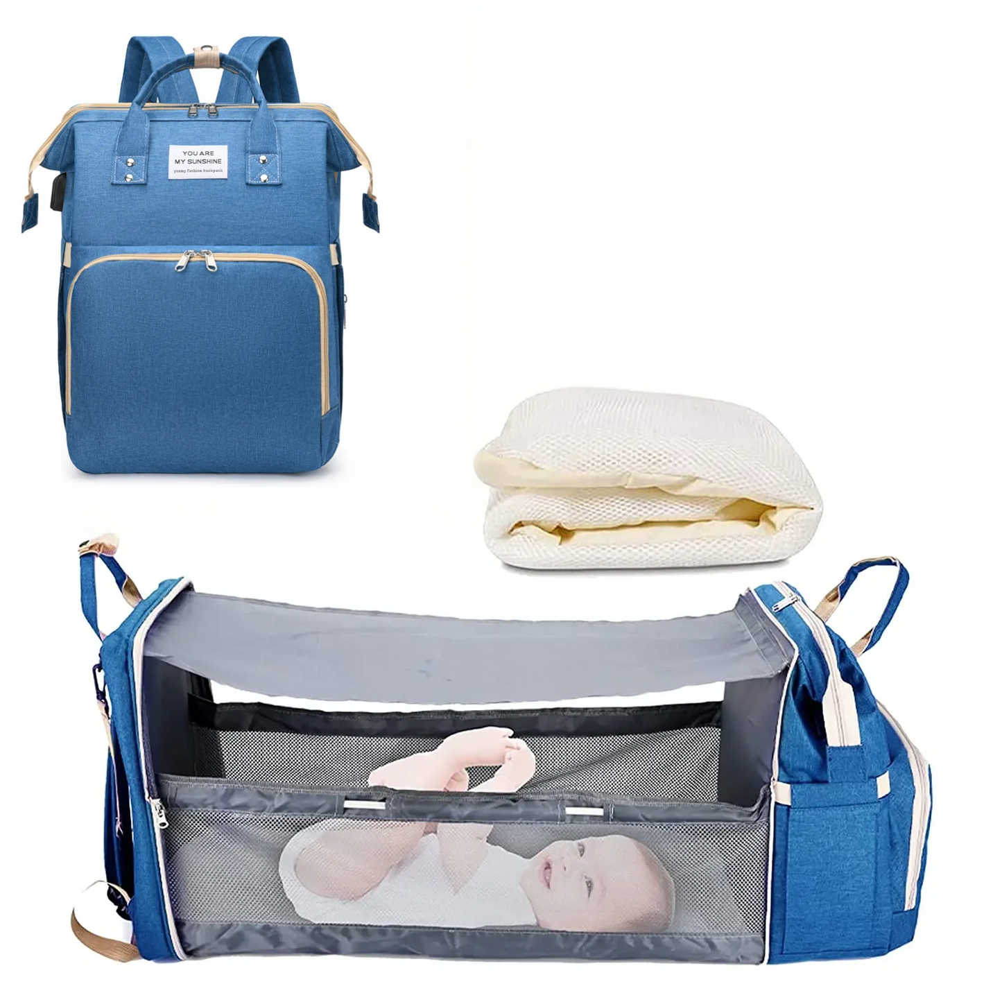 3-in-1 Water Proof Baby Travel Diaper Backpack with USB