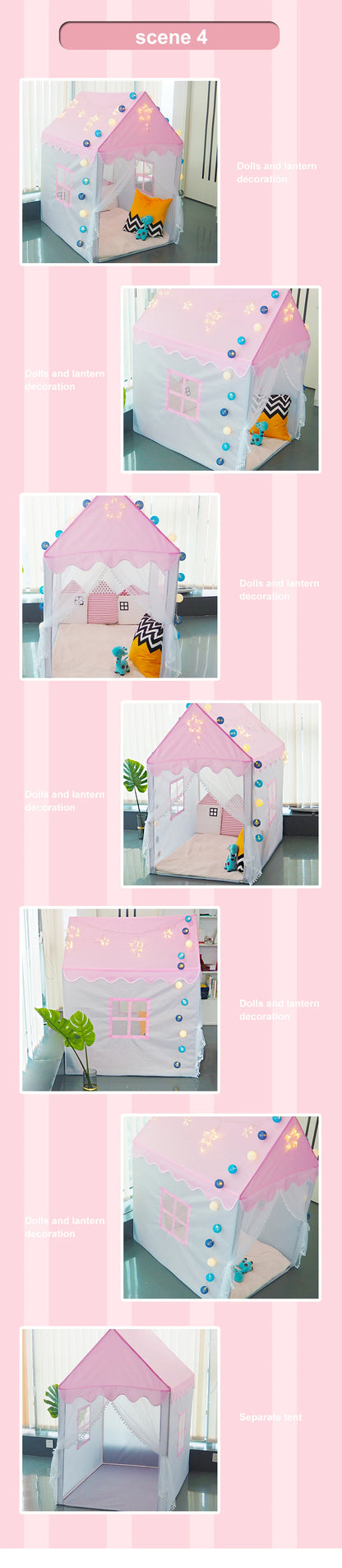 1.35M Large Children Toy Tent  Wigwam Folding Kids Tent Tipi Baby Play House Girls Pink Princess Castle Child Room Decor Gifts