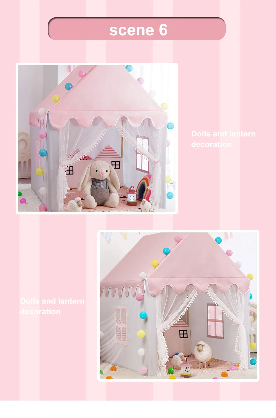 1.35M Large Children Toy Tent  Wigwam Folding Kids Tent Tipi Baby Play House Girls Pink Princess Castle Child Room Decor Gifts