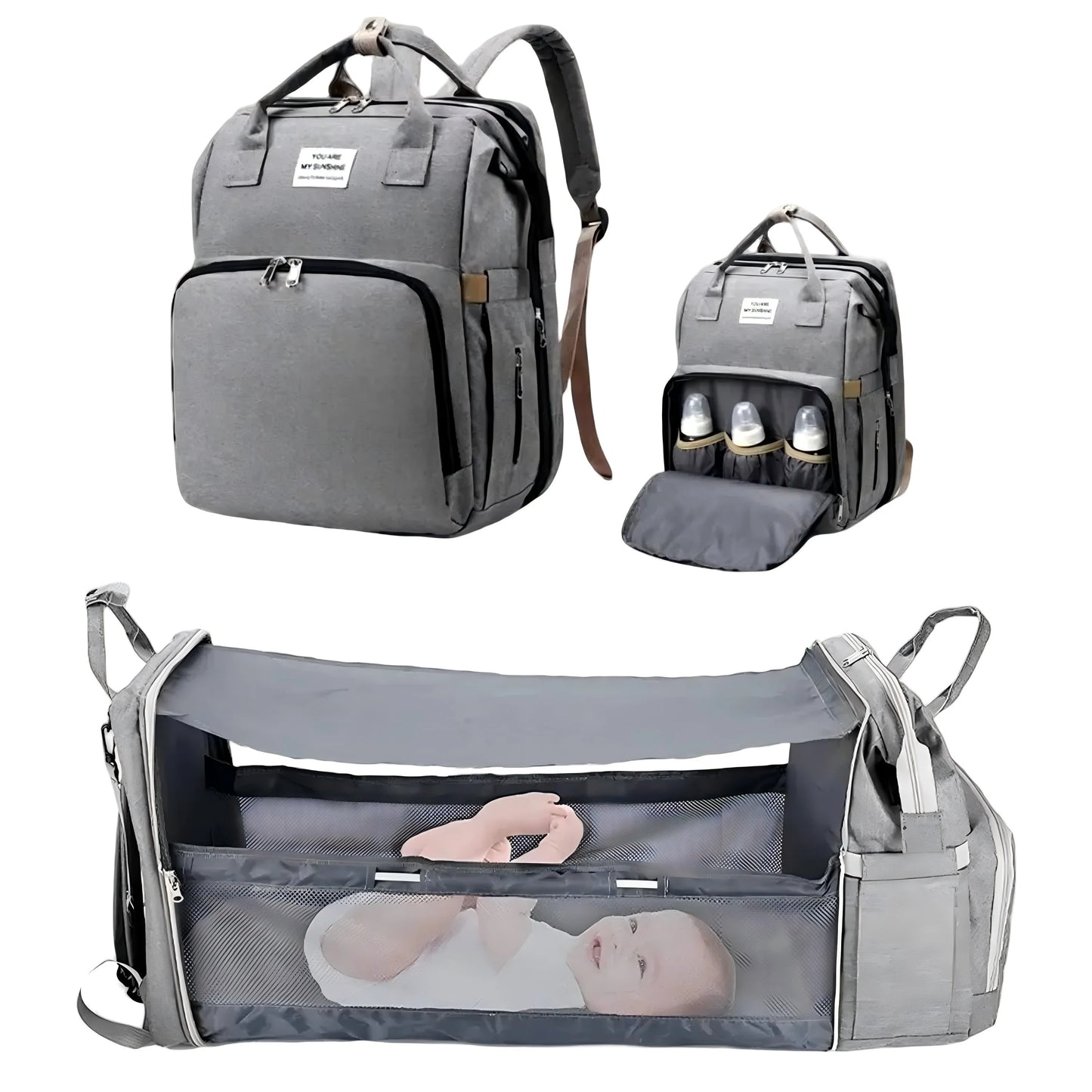 3-in-1 Water Proof Baby Travel Diaper Backpack with USB