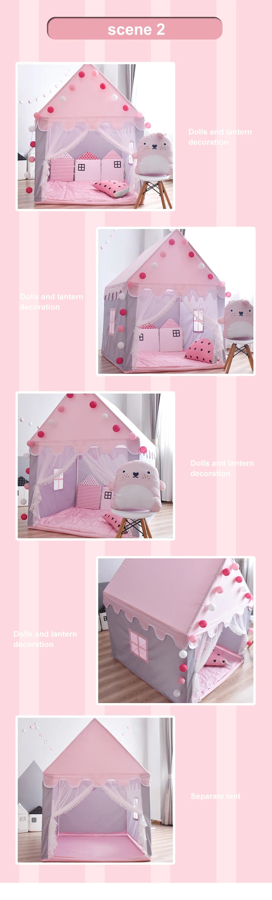 1.35M Large Children Toy Tent  Wigwam Folding Kids Tent Tipi Baby Play House Girls Pink Princess Castle Child Room Decor Gifts