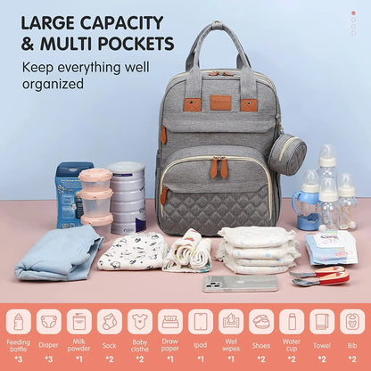 3-in-1 Water Proof Baby Travel Diaper Backpack with USB