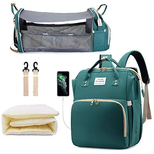 3-in-1 Water Proof Baby Travel Diaper Backpack with USB