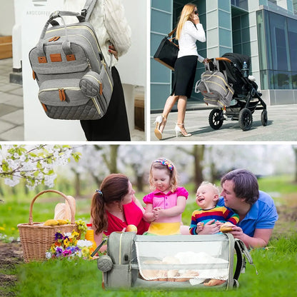 3-in-1 Water Proof Baby Travel Diaper Backpack with USB