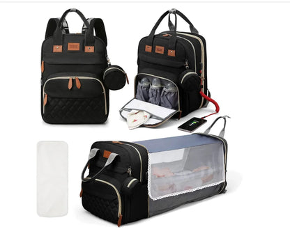 3-in-1 Water Proof Baby Travel Diaper Backpack with USB