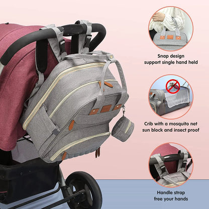 3-in-1 Water Proof Baby Travel Diaper Backpack with USB