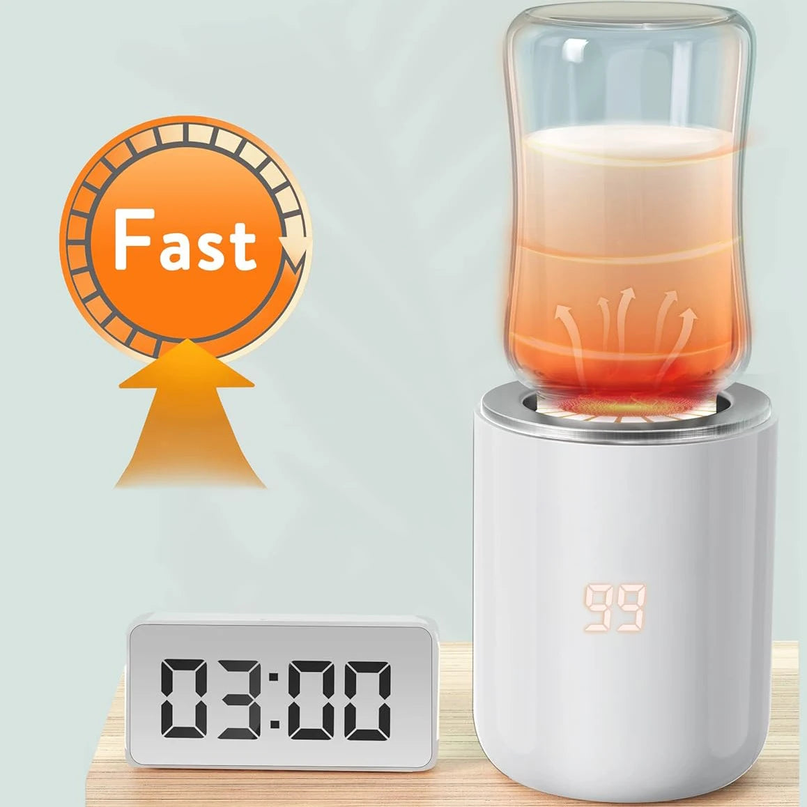 Portable Baby Bottle Warmer, Fast Heating Travel Milk Warmer, 8800mAh Breastmilk  Warmer On The Go with 3 Adapters